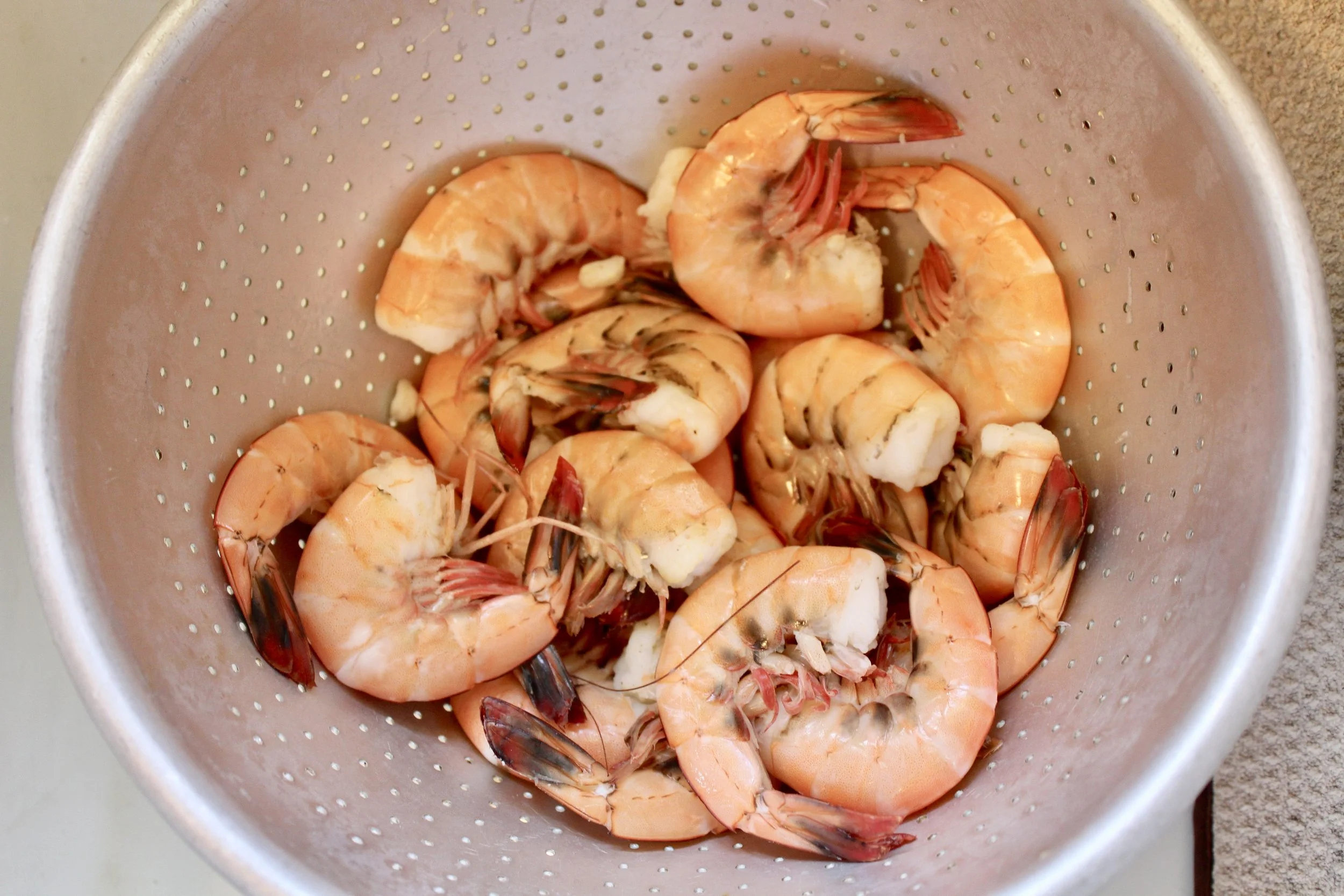 Author’s note: I always prefer to boil shrimp in the shells (better flavor) and then peel, leaving the tails intact. (Photo: E. Weeks/SCDNR)