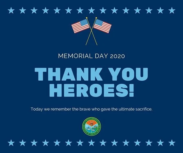 While you are enjoying this time outside and on the water this Memorial Day, please remember and honor all military personnel who have died in the service of our country.