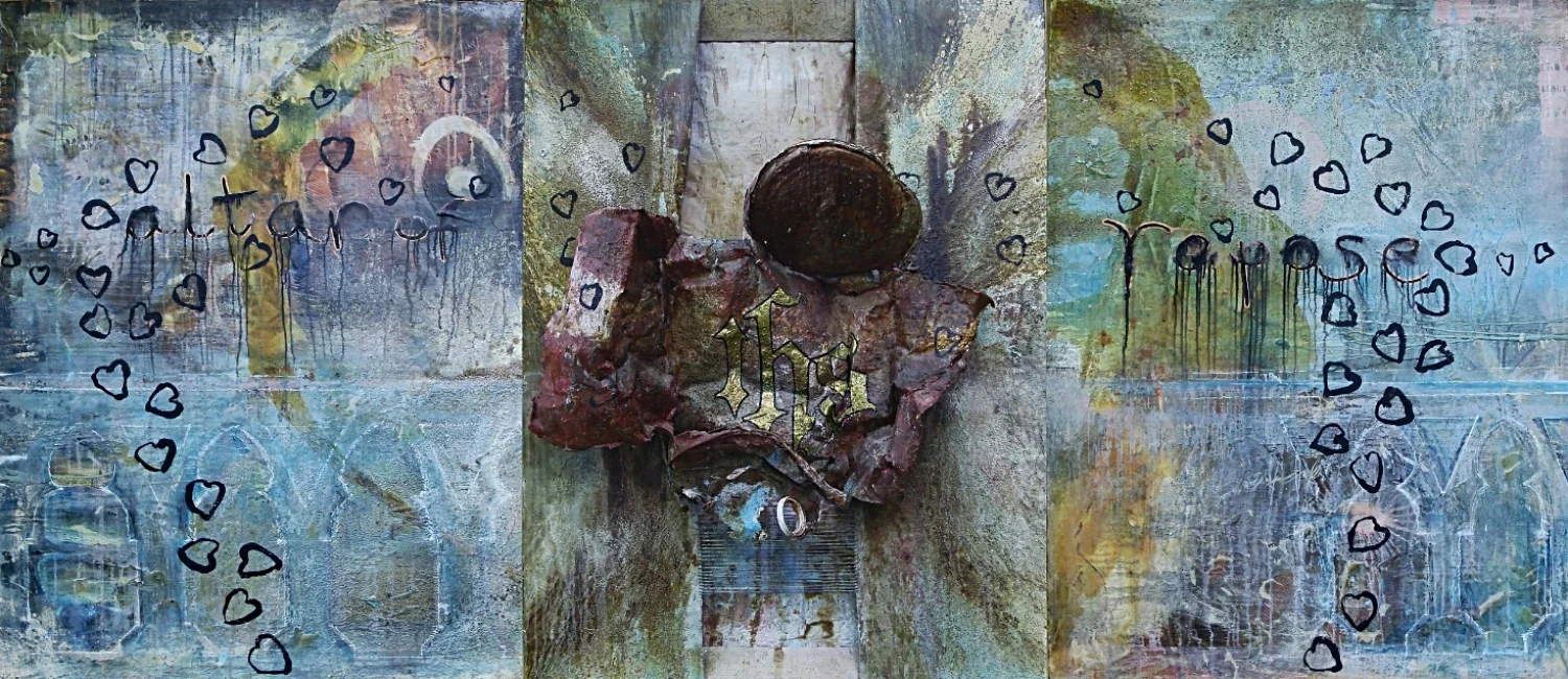 Angel detail mixed media on canvas 122x274cm 1998-2002