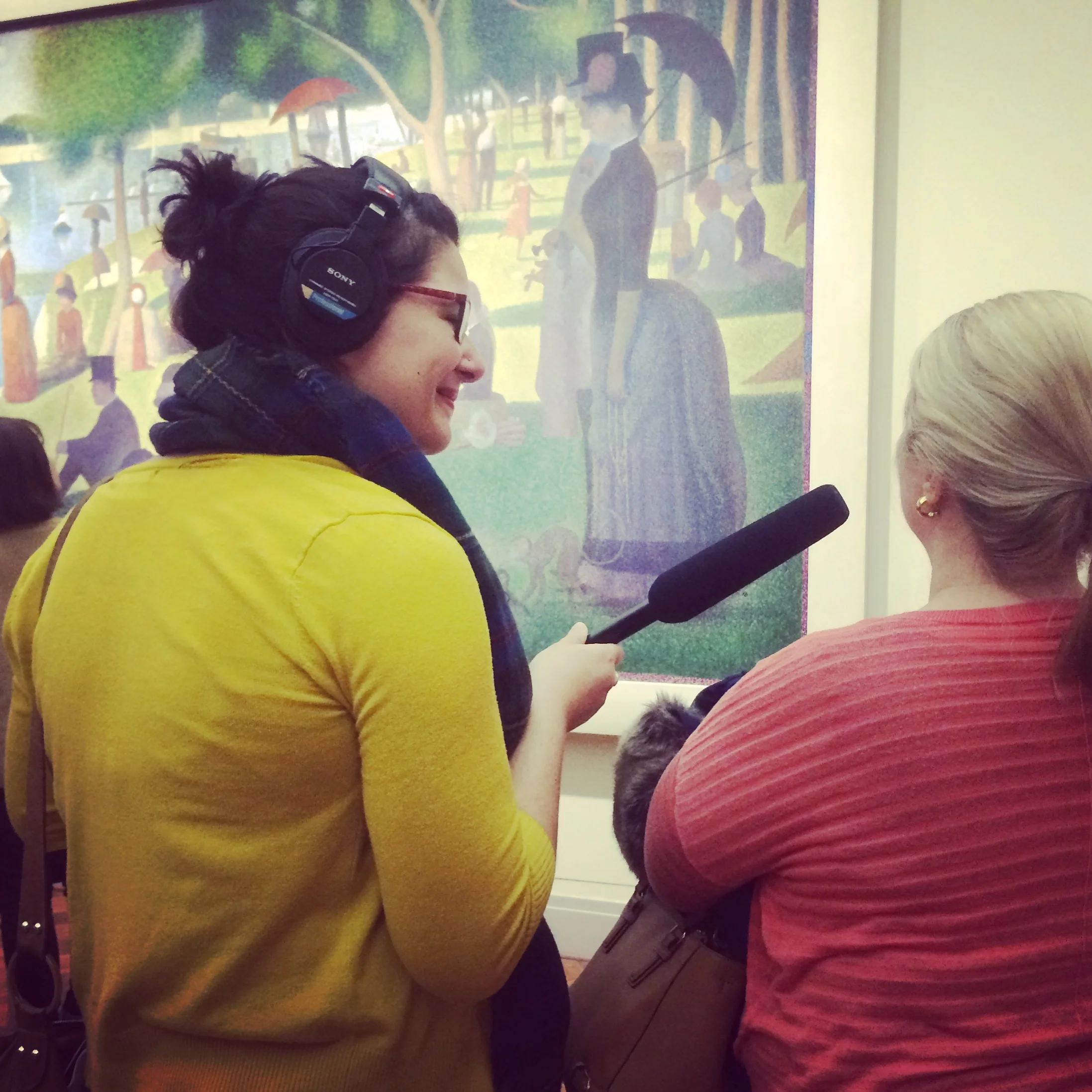 Tamar interviewing at the Art Institute.JPG