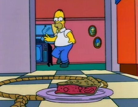 Homer Simpson discovers floor pie.