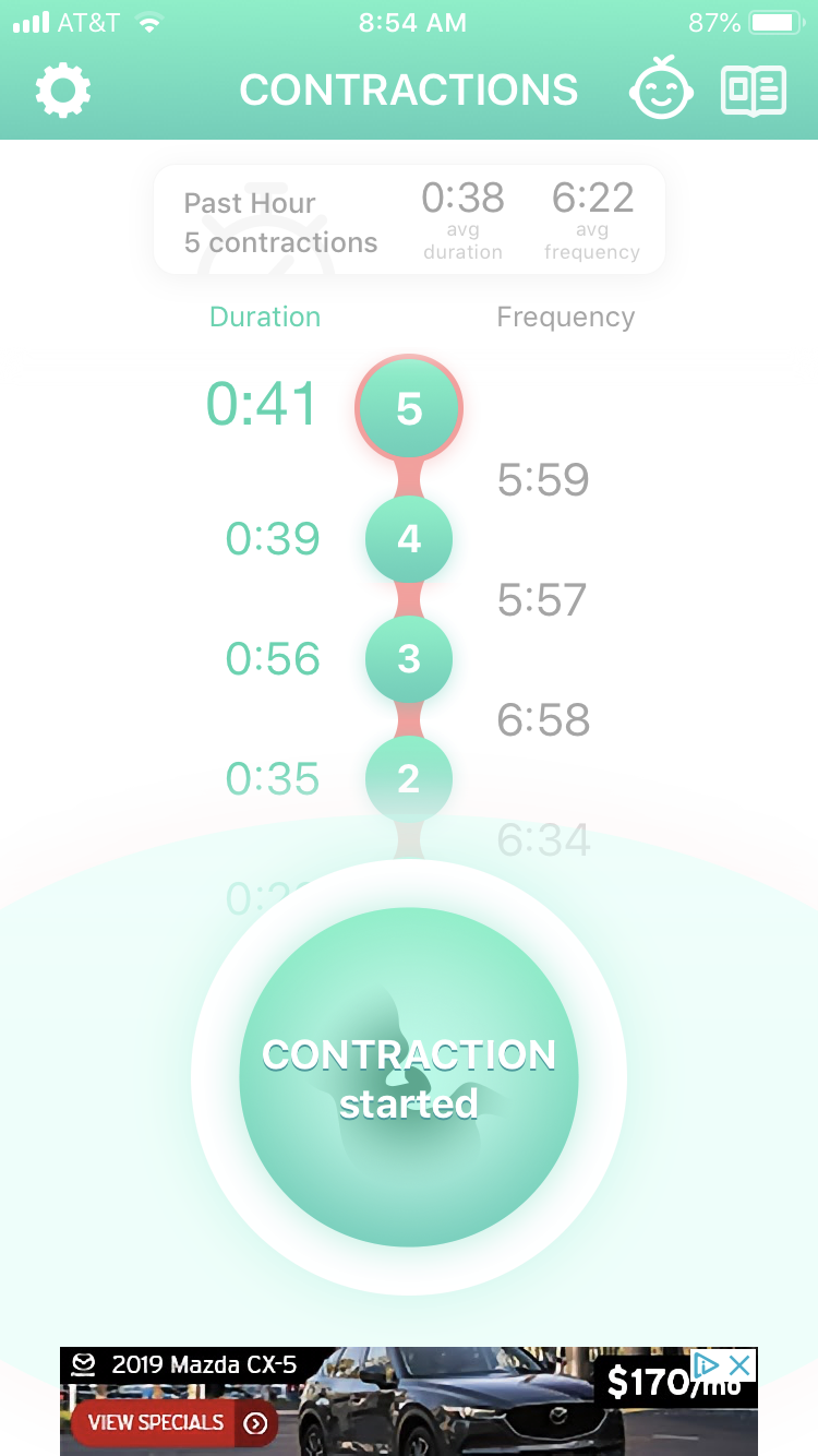 Tamar's contraction app - July 27, 2019