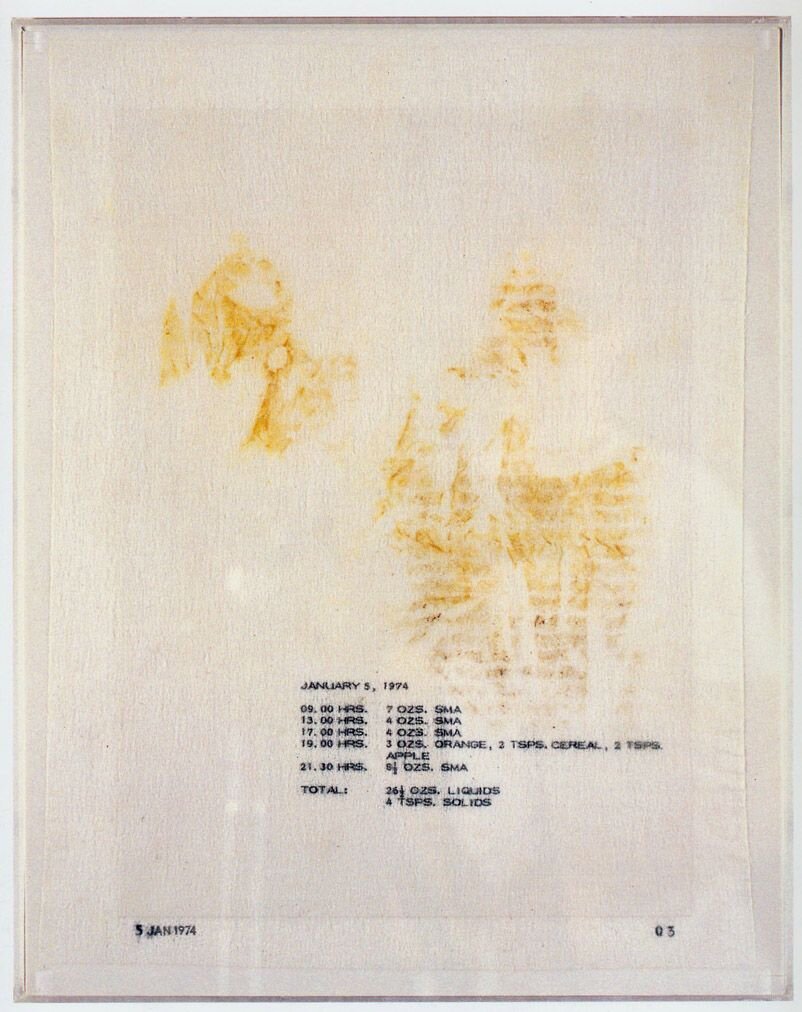 Mary Kelly Post-Partum Document, Documentation I Analysed Fecal Stains and Feeding Charts, 1974