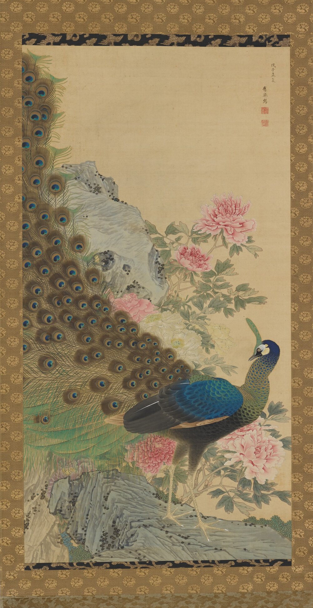 Maruyama Ōkyo 円山応挙, "Peacock and Peonies" (1768)