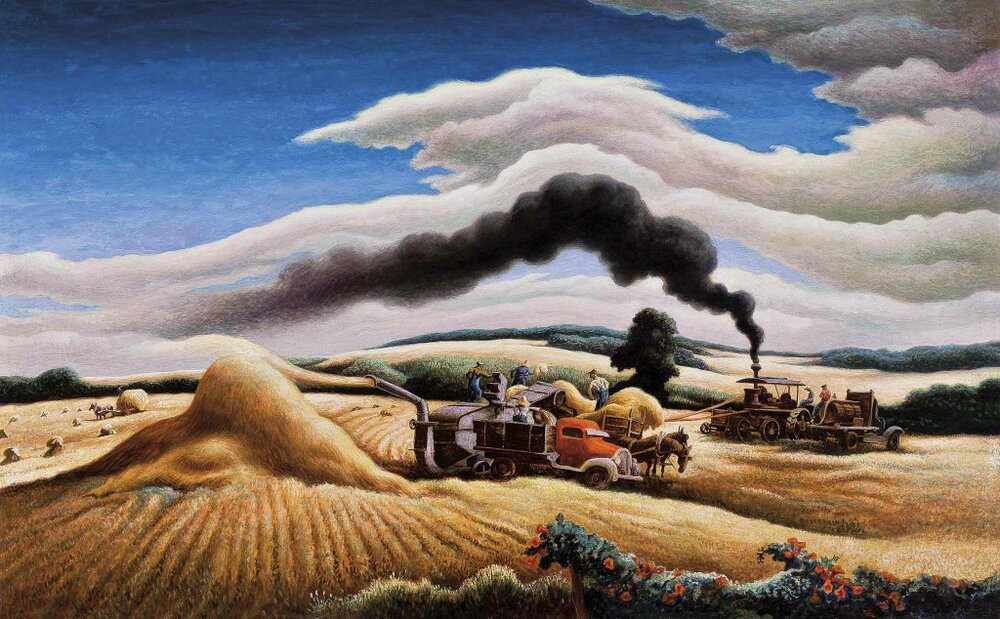 Thomas Hart Benton, "Threshing Wheat"  (c. 1942)