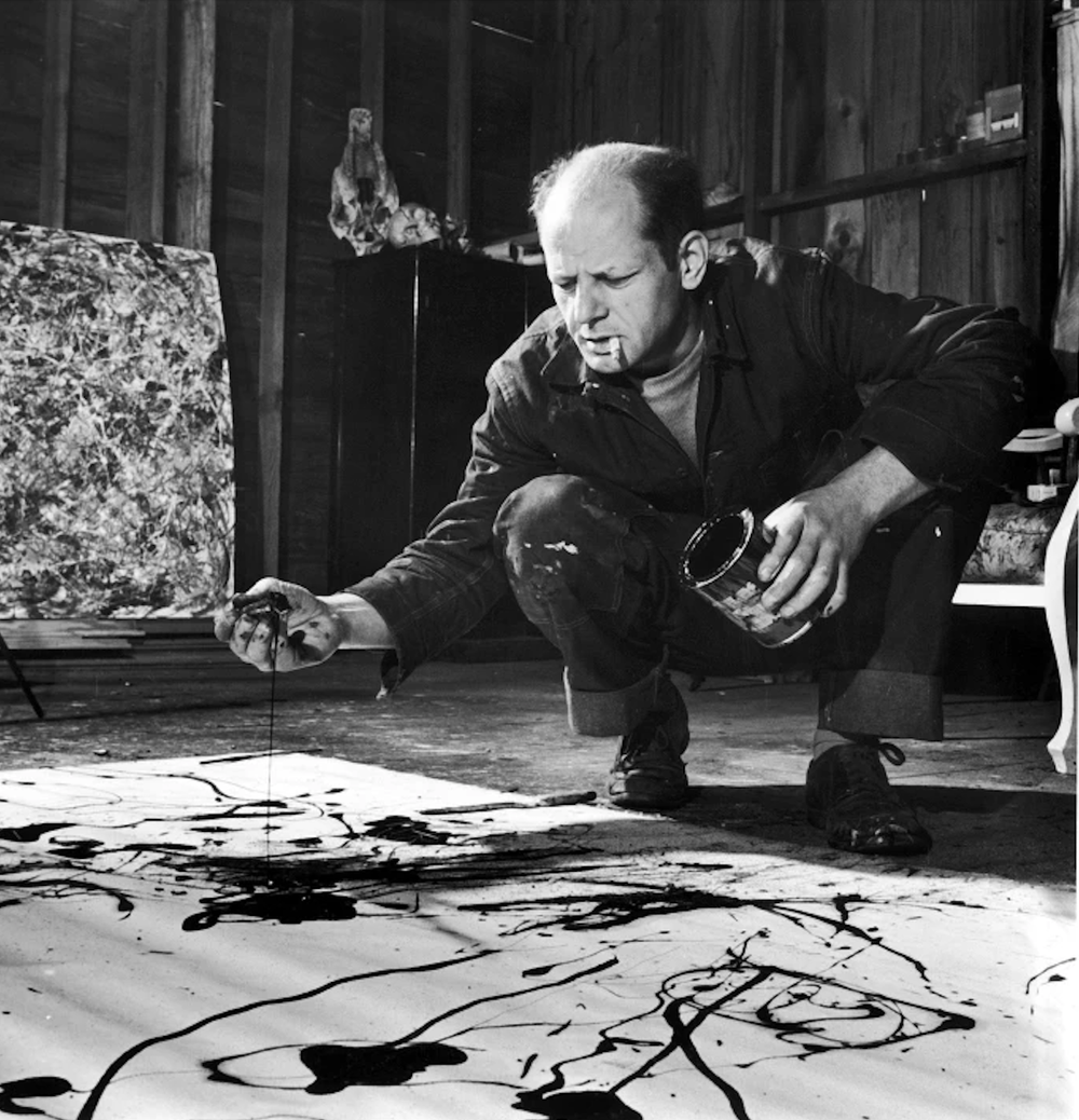 Jackson Pollock in his studio.