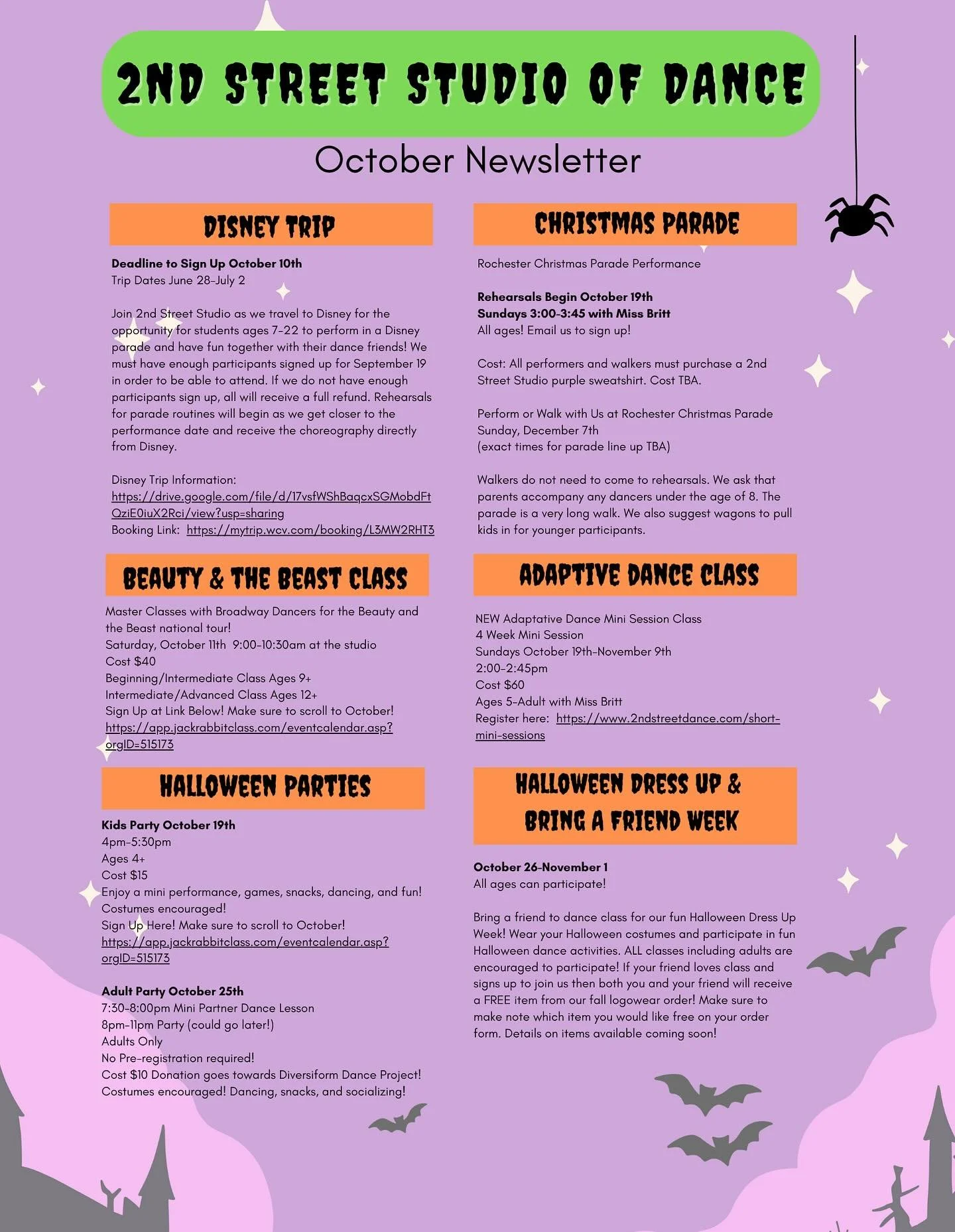 We 🧡 Halloween! Check out all of the events going on this month at the studio!🎃👻

#2ndstreetdance #octoberevents #halloweendance #halloweendanceparty #halloweenevents