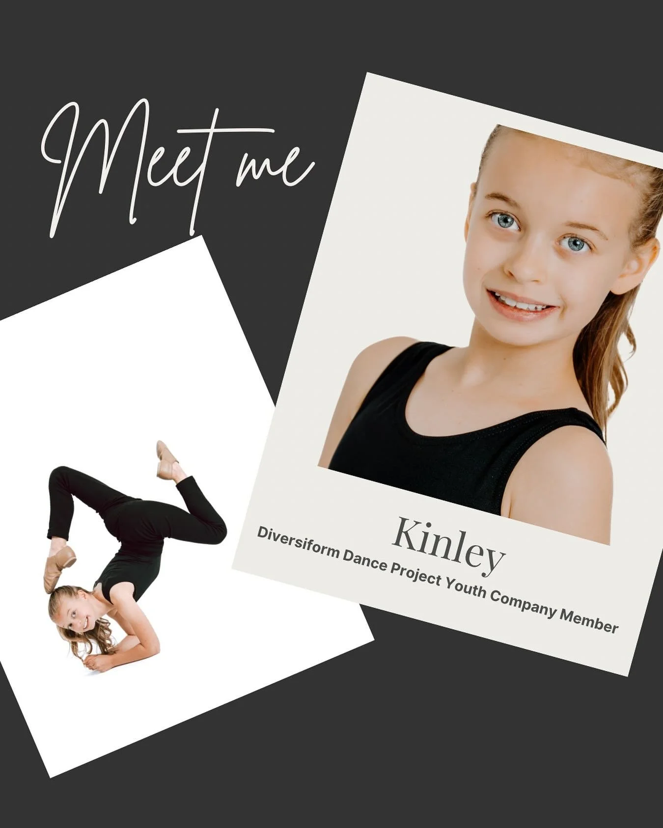 Meet the members of Diversiform Dance Project Youth Company for the 25-26 season! 
Meet Kinley!
Her favorite styles of dance is Acro! π€ΈπΎ
Her favorite snack is popcorn. πΏ
Her most prized possession is her frog stuffed animal. πΈ
And her favorite