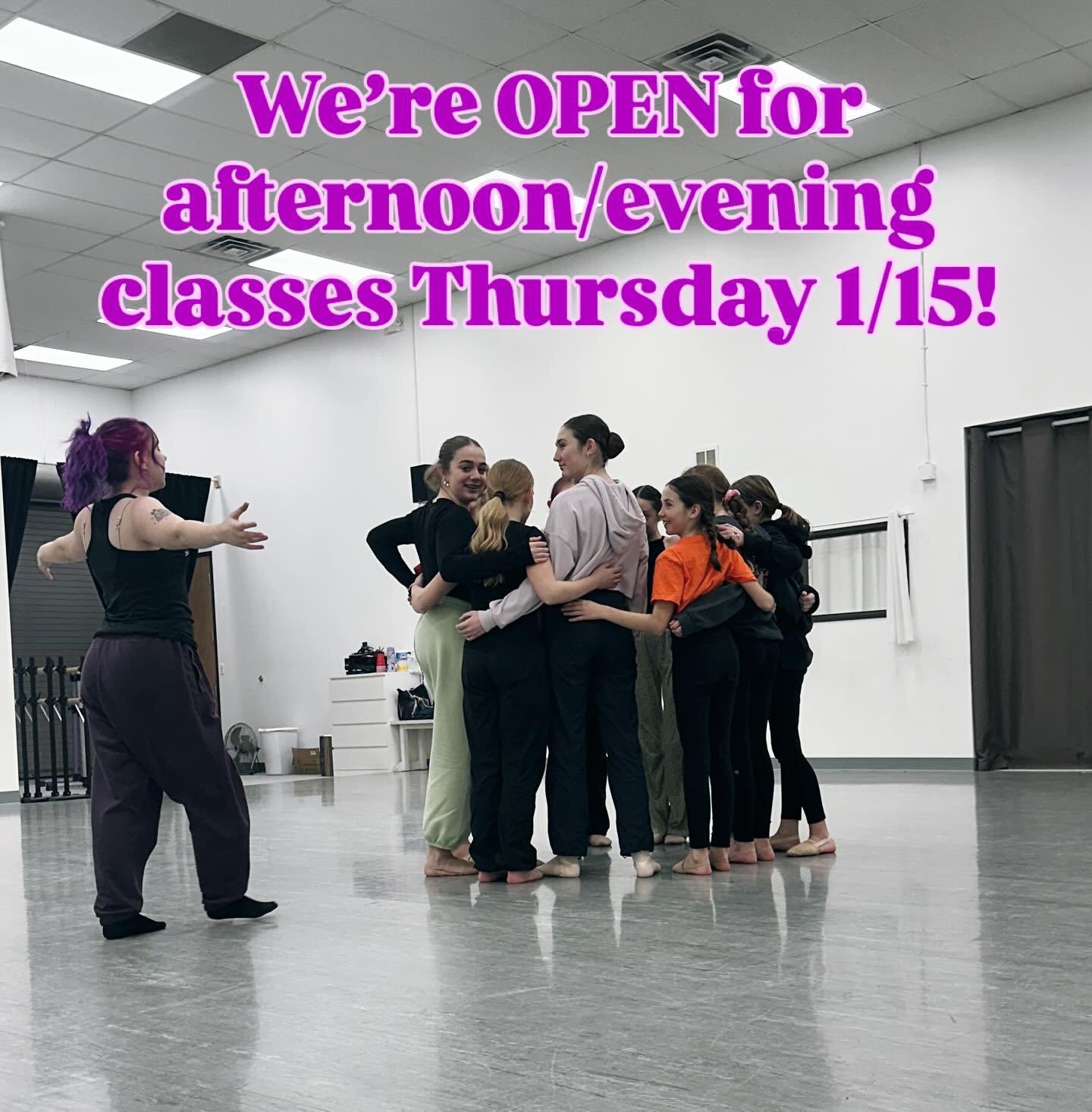We will be open tonight, Thursday 1/15 for classes. Please use your discretion on if it is safe to venture out. 

#2ndstreetdance