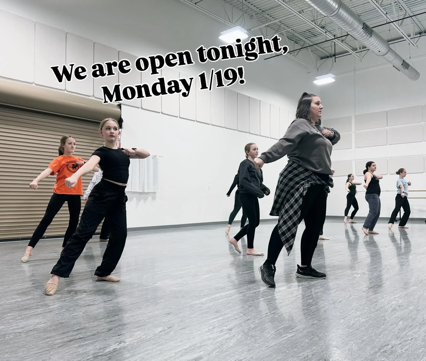 We will be open tonight, Monday 1/19 for regular classes.  Please use your discretion when deciding if it is safe to come in.  With the cold temperatures remember to not just bundle up for being outside, but we also recommend wearing sweaters and war