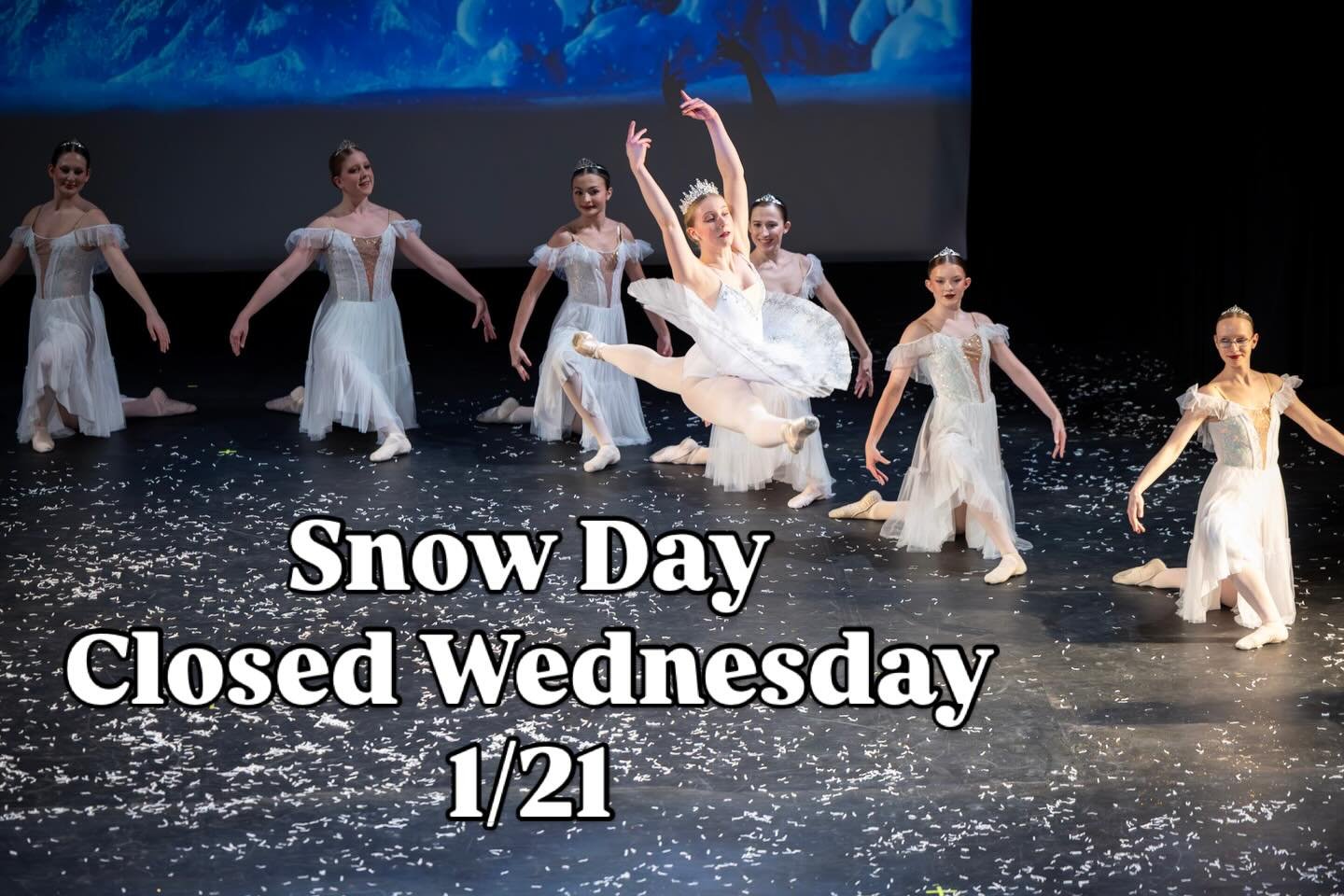 We will be closed Wednesday 1/21 due to the winter weather. Stay safe! ⛄️❄️💨

#2ndstreetdance #snowflakes #nutcrackersnow #nutcrackerballet
