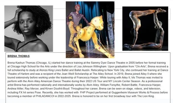 Lion King Master Class Teachers Announced!

We still have spaces left!

Dance Class with Lion King Cast Members
Saturday, March 14th
9:00-10:30am
at 2nd Street Studio of Dance
One Class for Ages 9-12 &amp; One Class for Ages 13-adult
Cost $40

These 