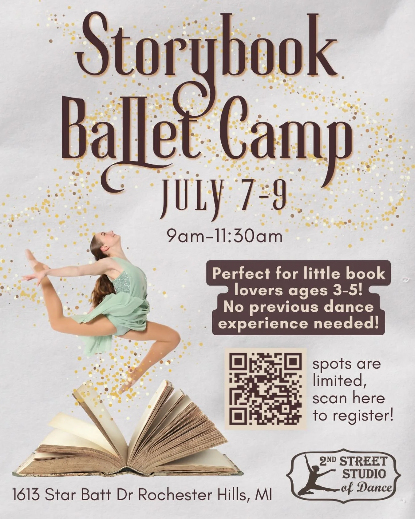 New camp theme Storybook Ballet Camp is coming to 2nd Street Studio this summer! What is better than ballet and books? 🩰📚
See full list of camps and register here: https://www.2ndstreetdance.com/camps

#2ndstreetdance #storybook #balletcamp #summer