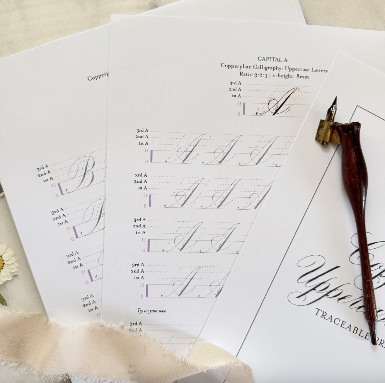 Copperplate Uppercase Letters Worksheet Set