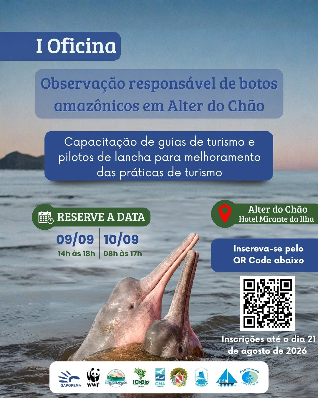 Abertas inscrições para oficina sobre observação responsável de botos amazônicos em Alter do Chão