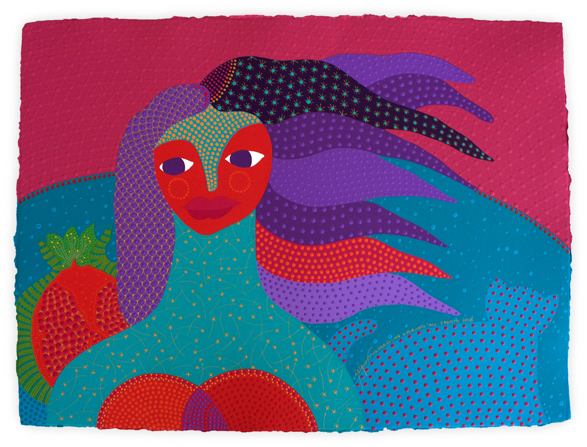   Miranda ,&nbsp;2015 Acrylic on handmade cotton paper 23 x 31 inches 