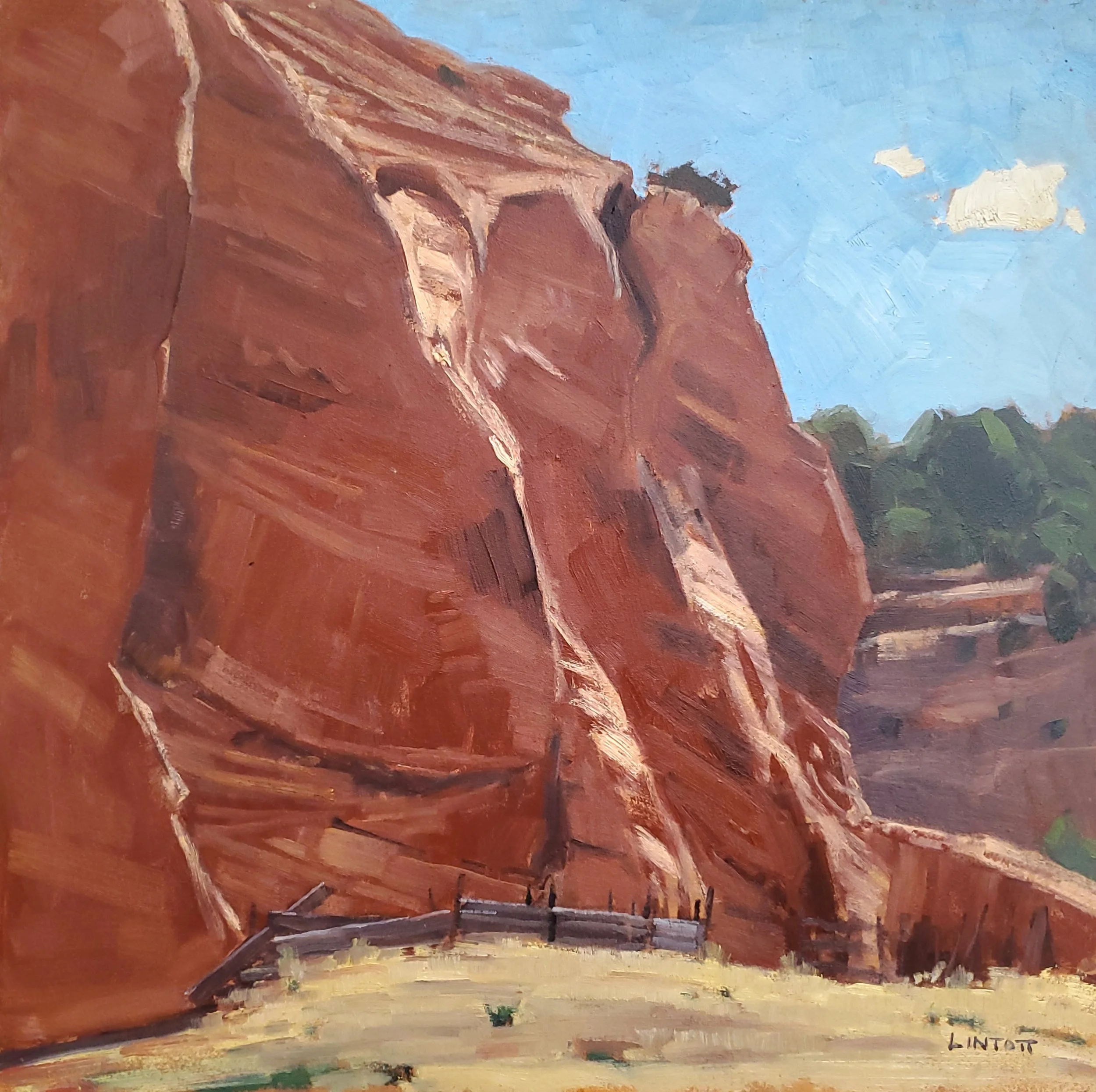 Johnson Canyon Corral - Oil on panel - 12"x12"