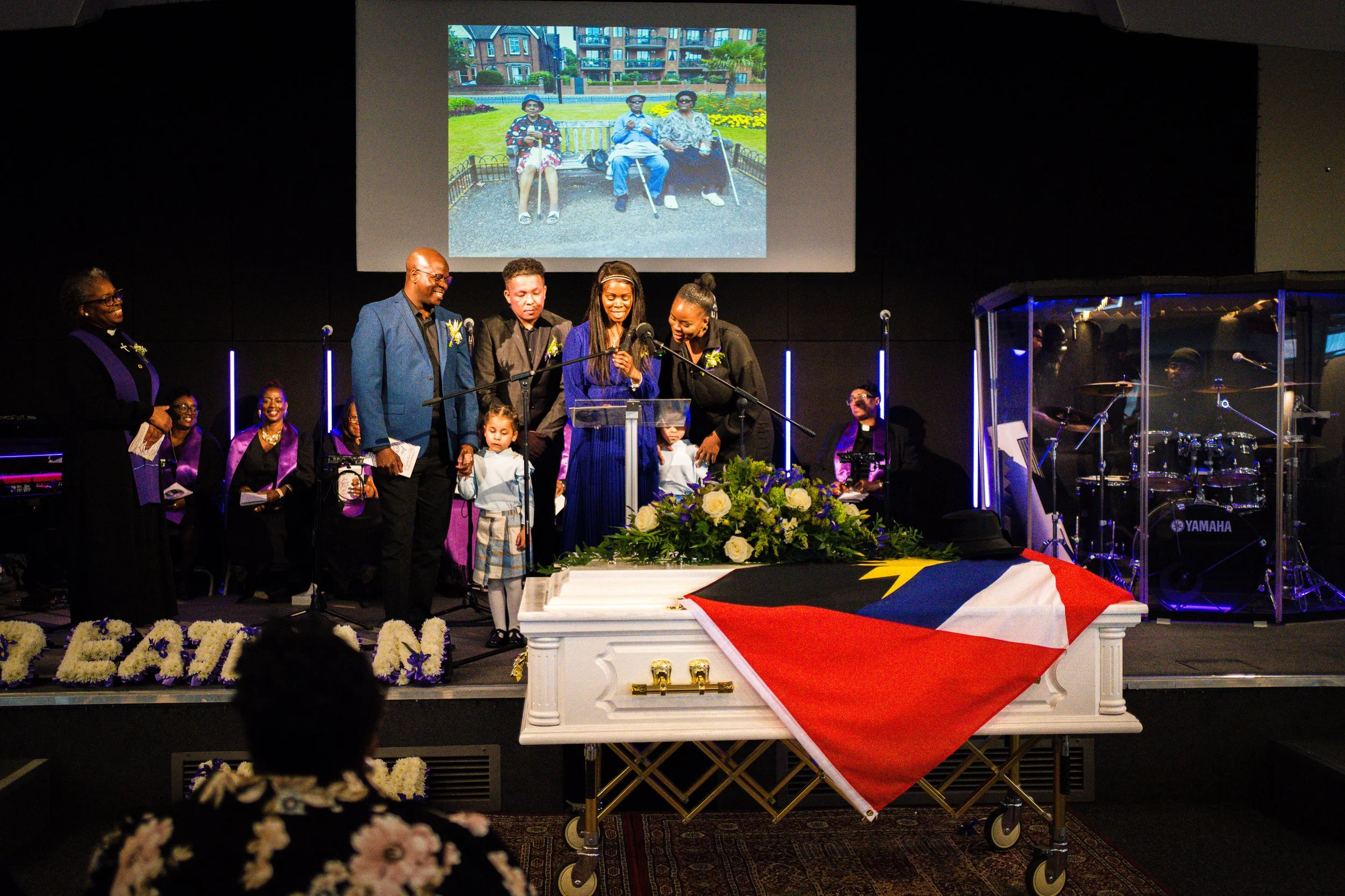 Funeral Streaming for a Antigua & Barbuda Caribbean Funeral with the flag draped on the coffin