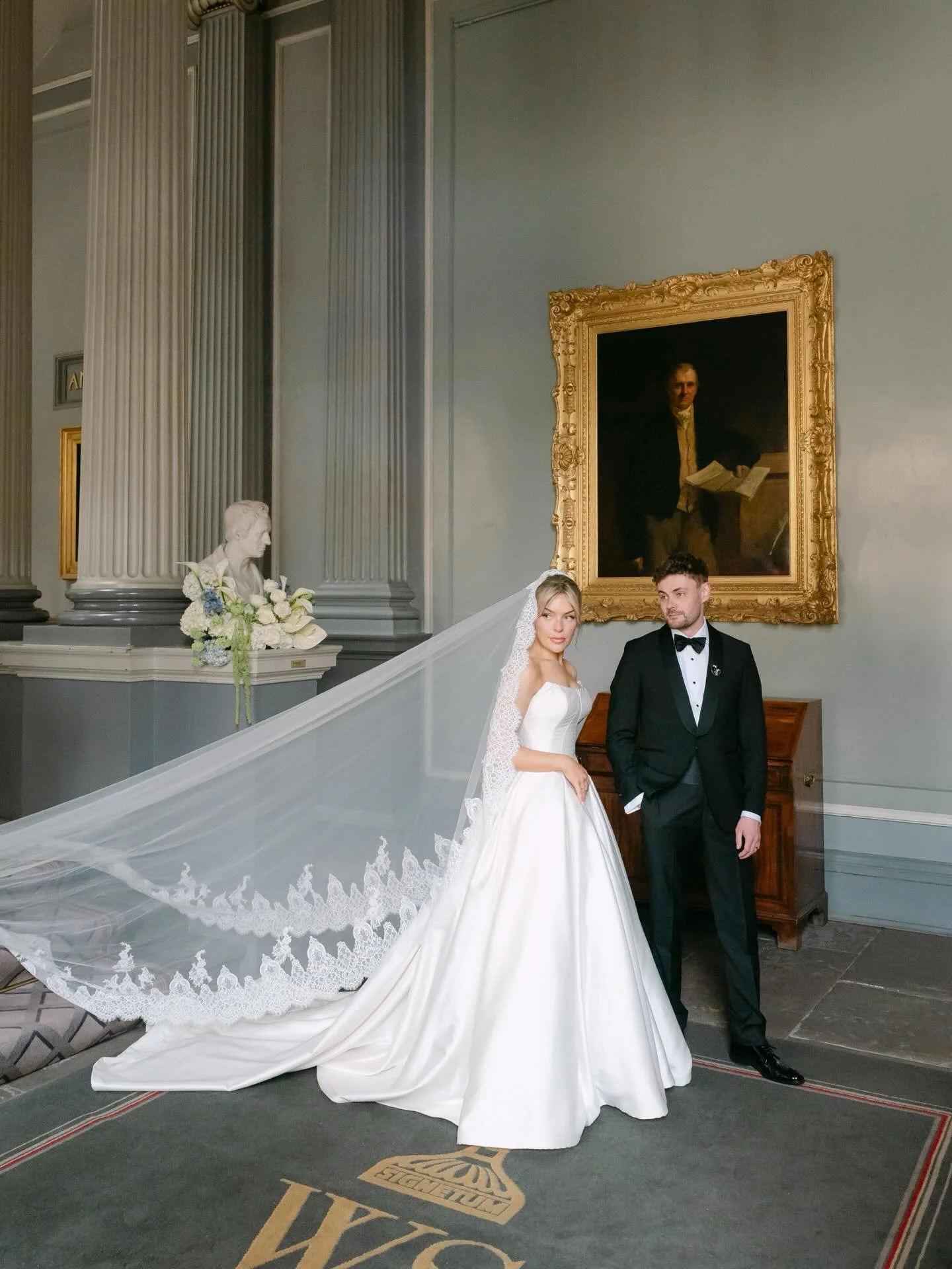 I&rsquo;m thrilled to introduce Lauren and Joe, the new Mr. and Mrs. Clark, who are recently wed at @thesignetlibrary in Edinburgh.

Lauren wowed in @maggiesotterodesigns and Joe looked sharp in a @hackettlondon tux.

Joe and Lauren, with their frien