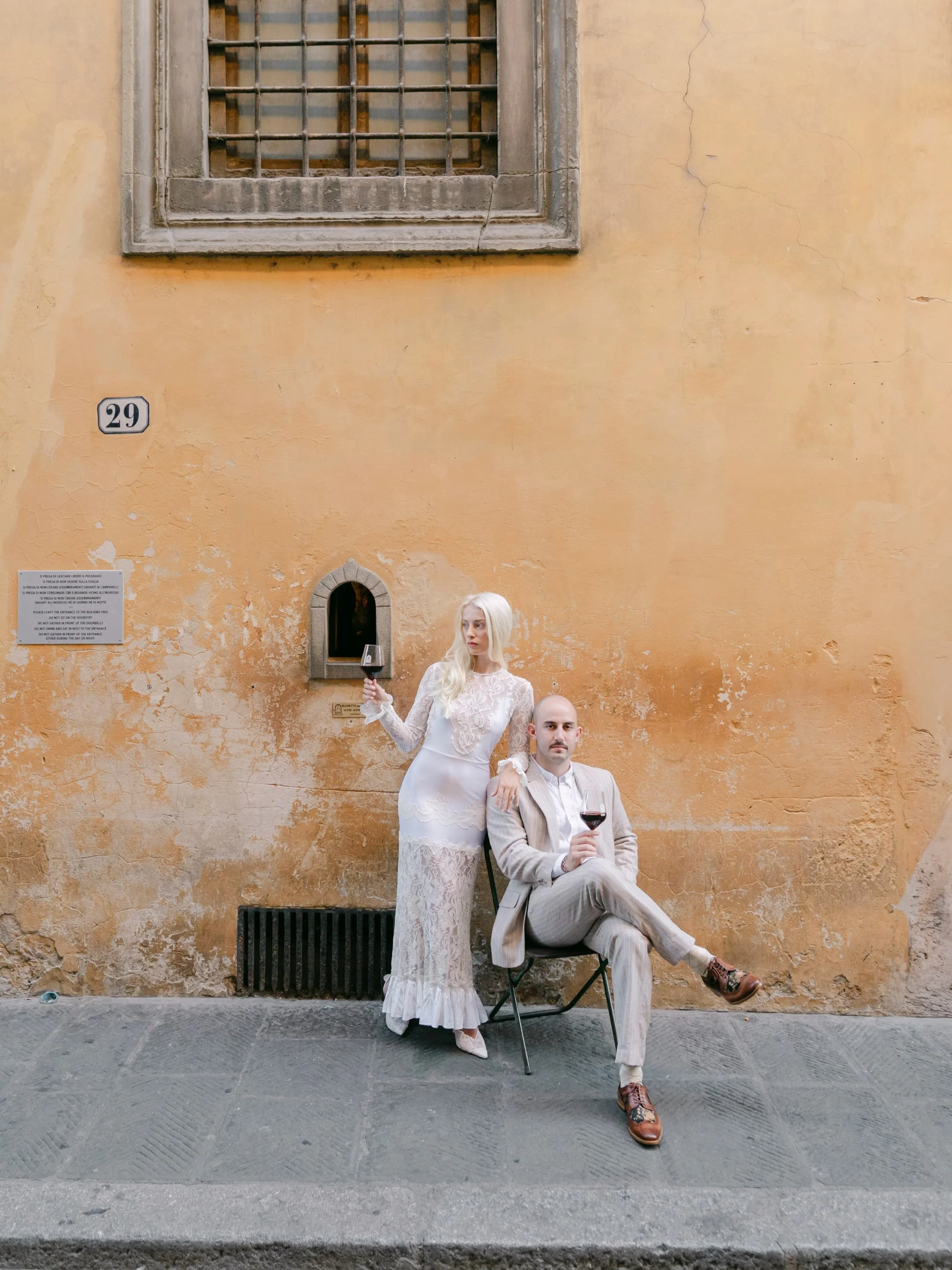 An editorial pre-wedding shoot in Florence, Italy with Delanie &amp; Jack. 

We had an amazing time meandering through the magical streets of Florence a couple of hours before sunset. We hit up some of the iconic locations like the wine window at Bab
