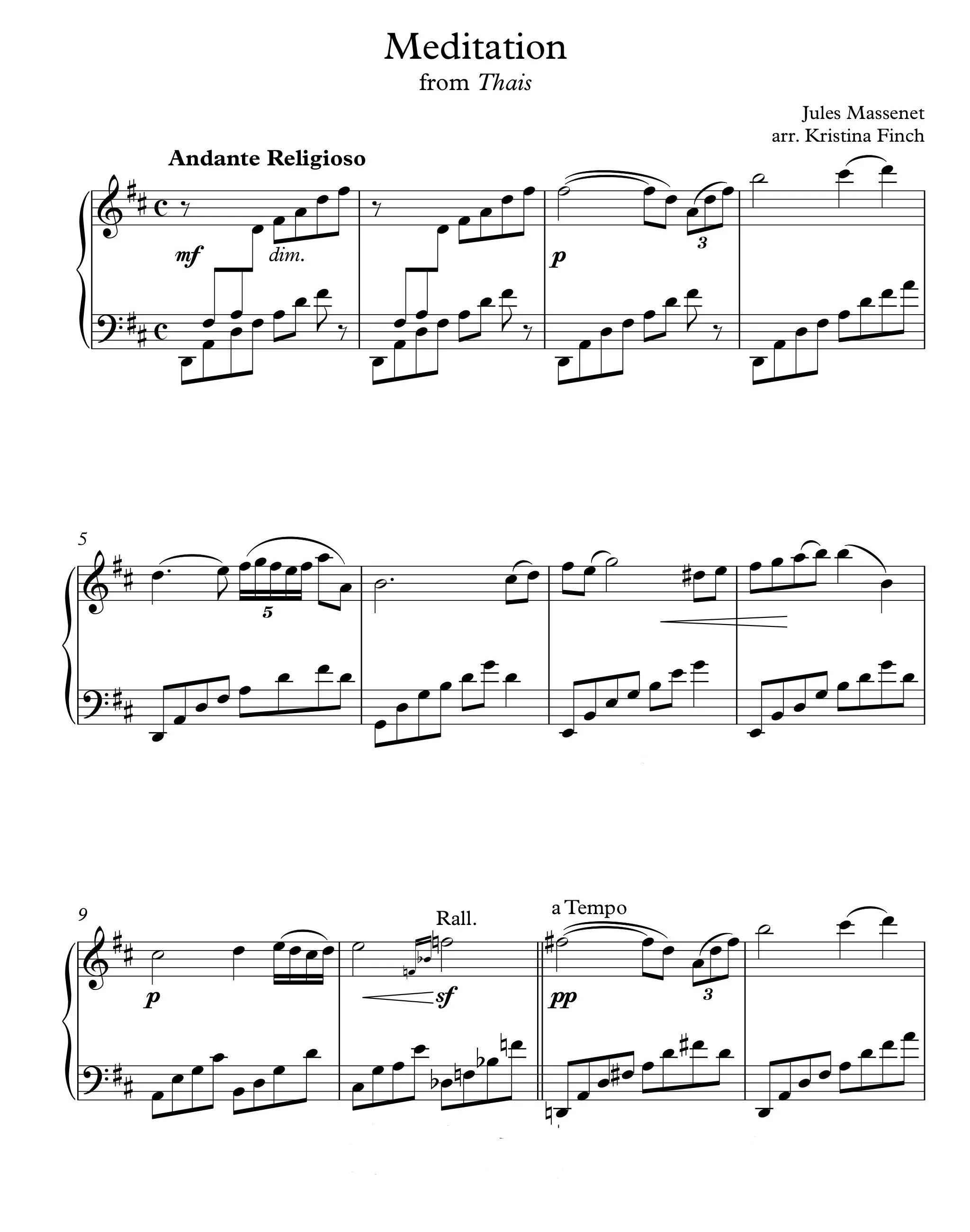 "Meditation from Thais" by Jules Massenet Arr. Kristina Finch