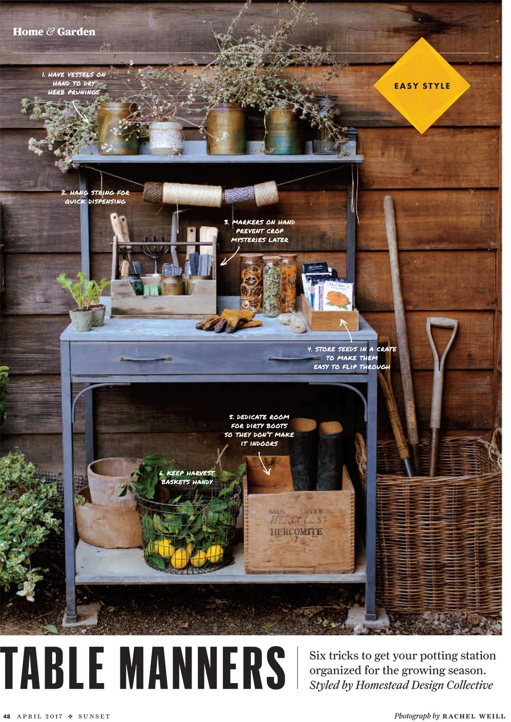 Stefani's potting table, styled by Alethea, demonstrates organizational tools for the functional, beautiful potting station