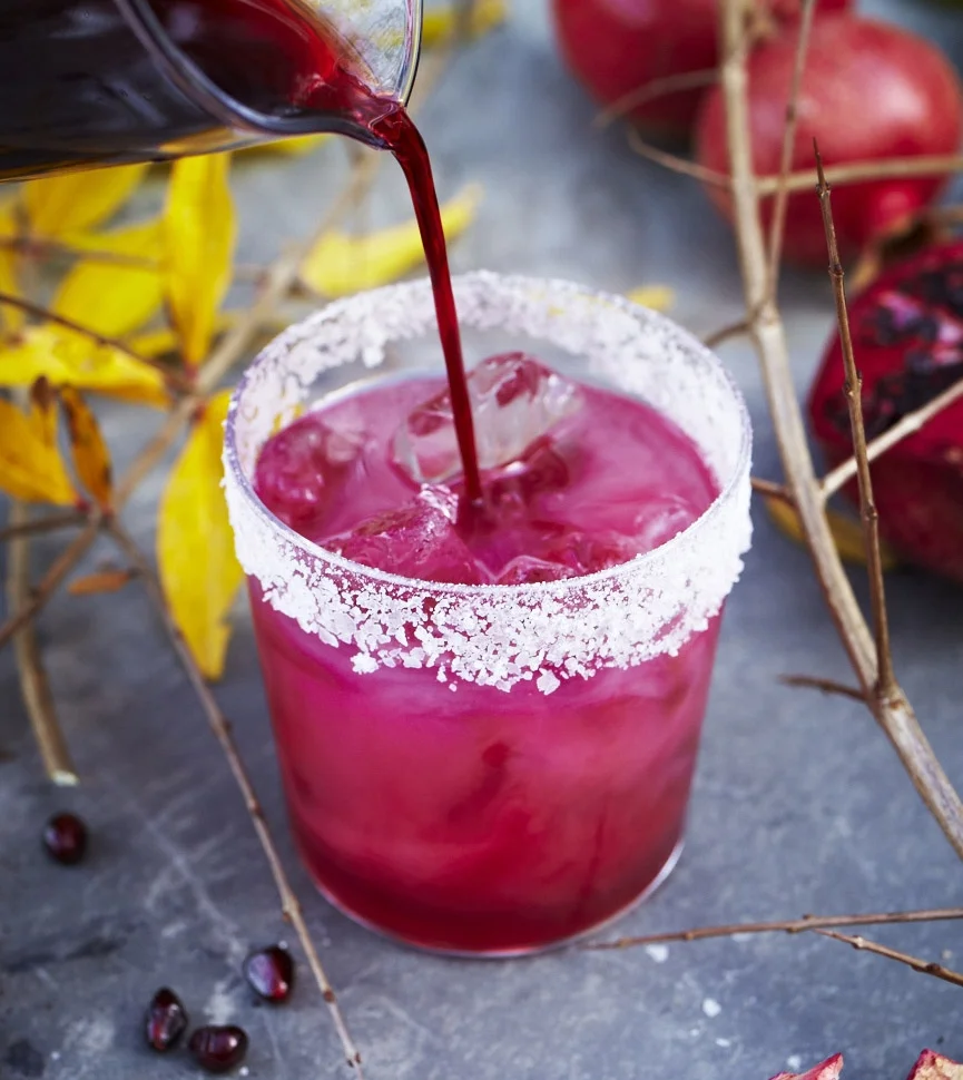 Mom.Me talks "Harvest" and features one of their favorite recipes from the book- the pomegranate margarita