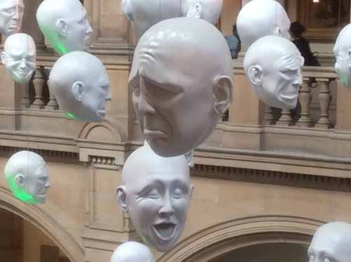 PHOTO: "FLOATING HEADS" BY SOPHIE CAVE, KELVINGROVE MUSEUM, GLASGOW, SCOTLAND. BY LISA WYATT ROE, 2015.