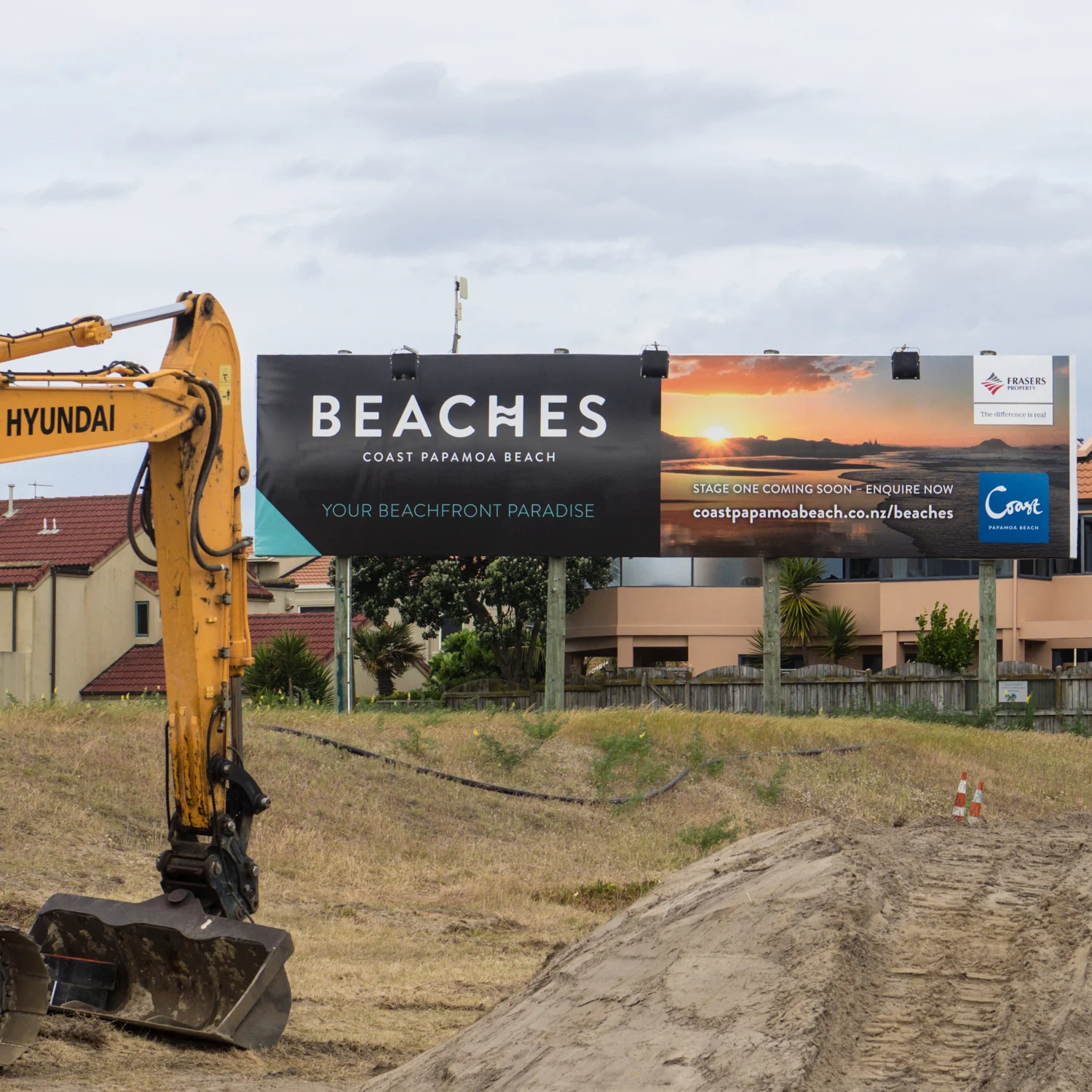 Coast Papamoa Beach, Tauranga, NZ. My photo adorning the billboard and website.
