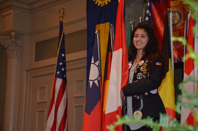 Karla Acosta - Youth Exchange Student - presenting her flag at District Conference 2015