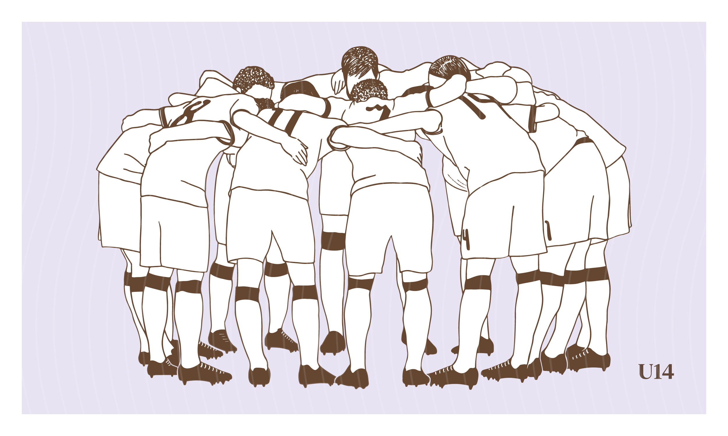 Eine St. Pauli U14 Fußballmannschaft steht im Kreis und kommuniziert im Training.