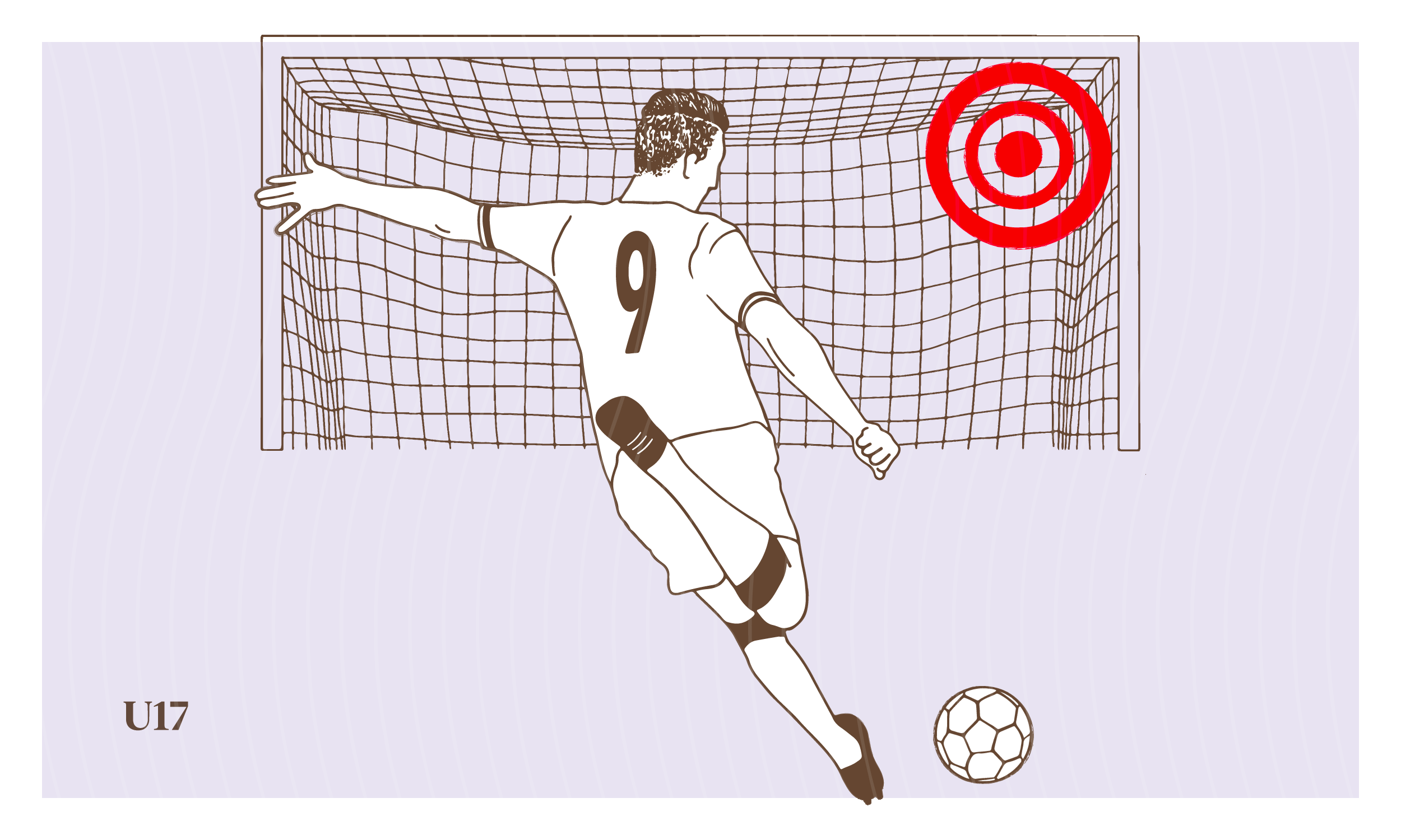 Ein St. Pauli Fußballspieler in Aktion, der auf ein Ziel im Tor schießt, um das U17 Modul Zielsetzung zu visualisieren.