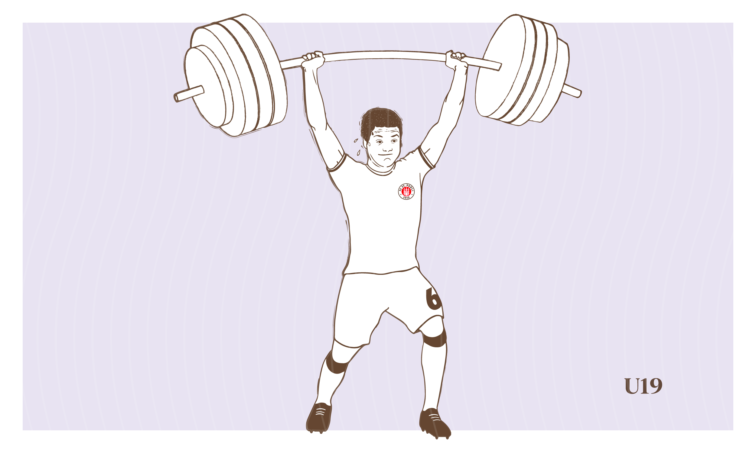 Ein FC St. Pauli Fußballspieler hebt Gewichte, um das U19 Modul Willensschulung und mentale Stärke zu visualisieren.