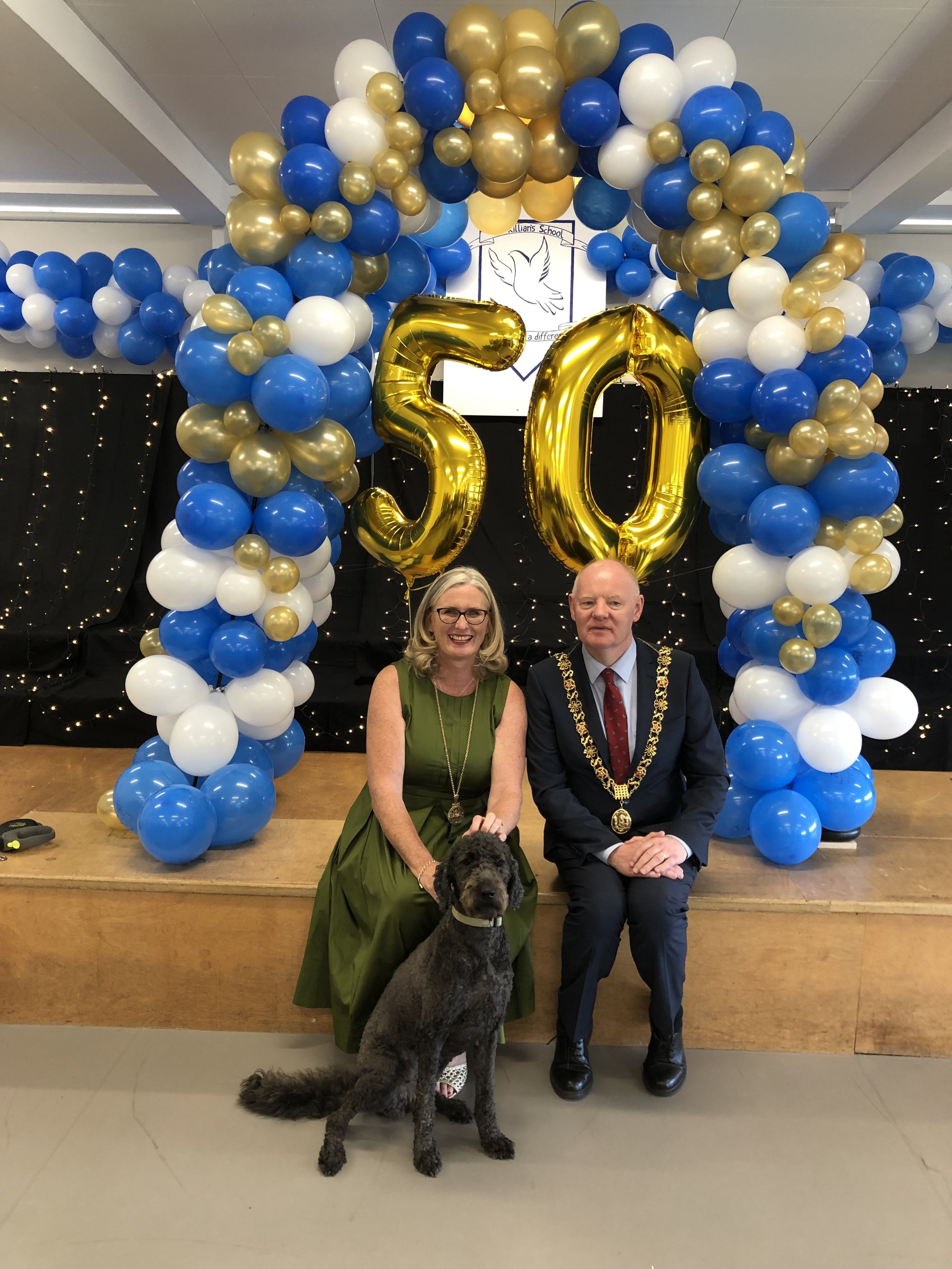 Lord Mayor Cllr. John Sheehan with Lady Mayoress Aedamar Sheehan and our therapy dog Realtín 