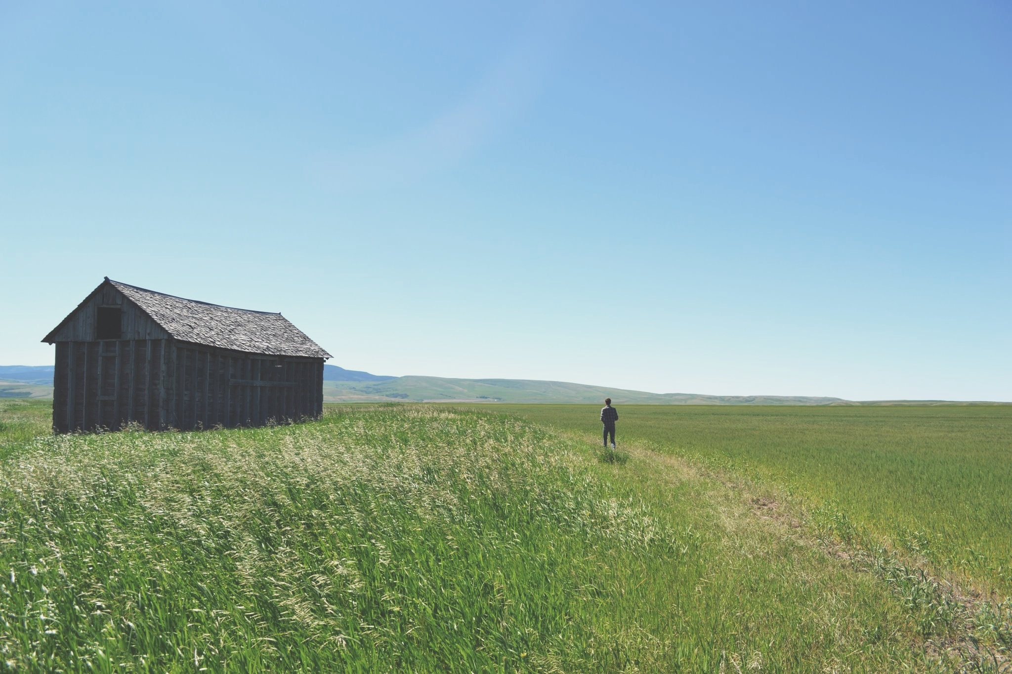 Rancher walking across field on generational Montana ranch 