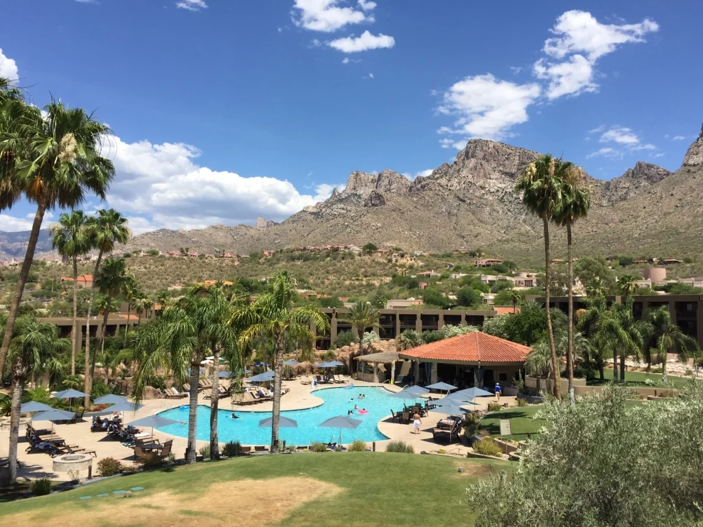 The Hilton Tucson El Conquistador Resort Hotel...right next to the mountains!