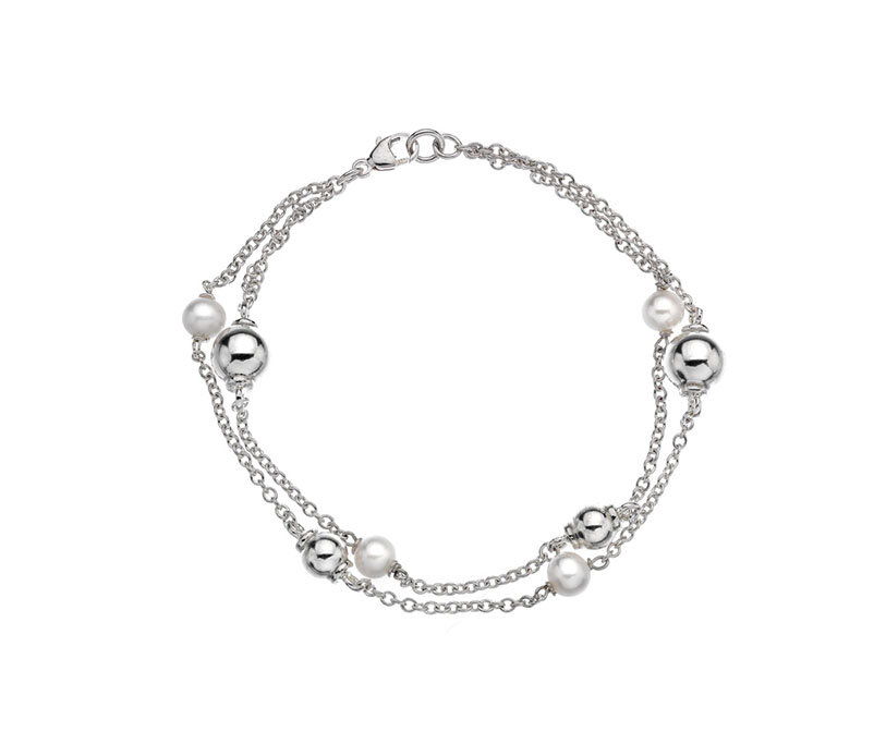Silver Sphere &amp; Pearl Bracelet