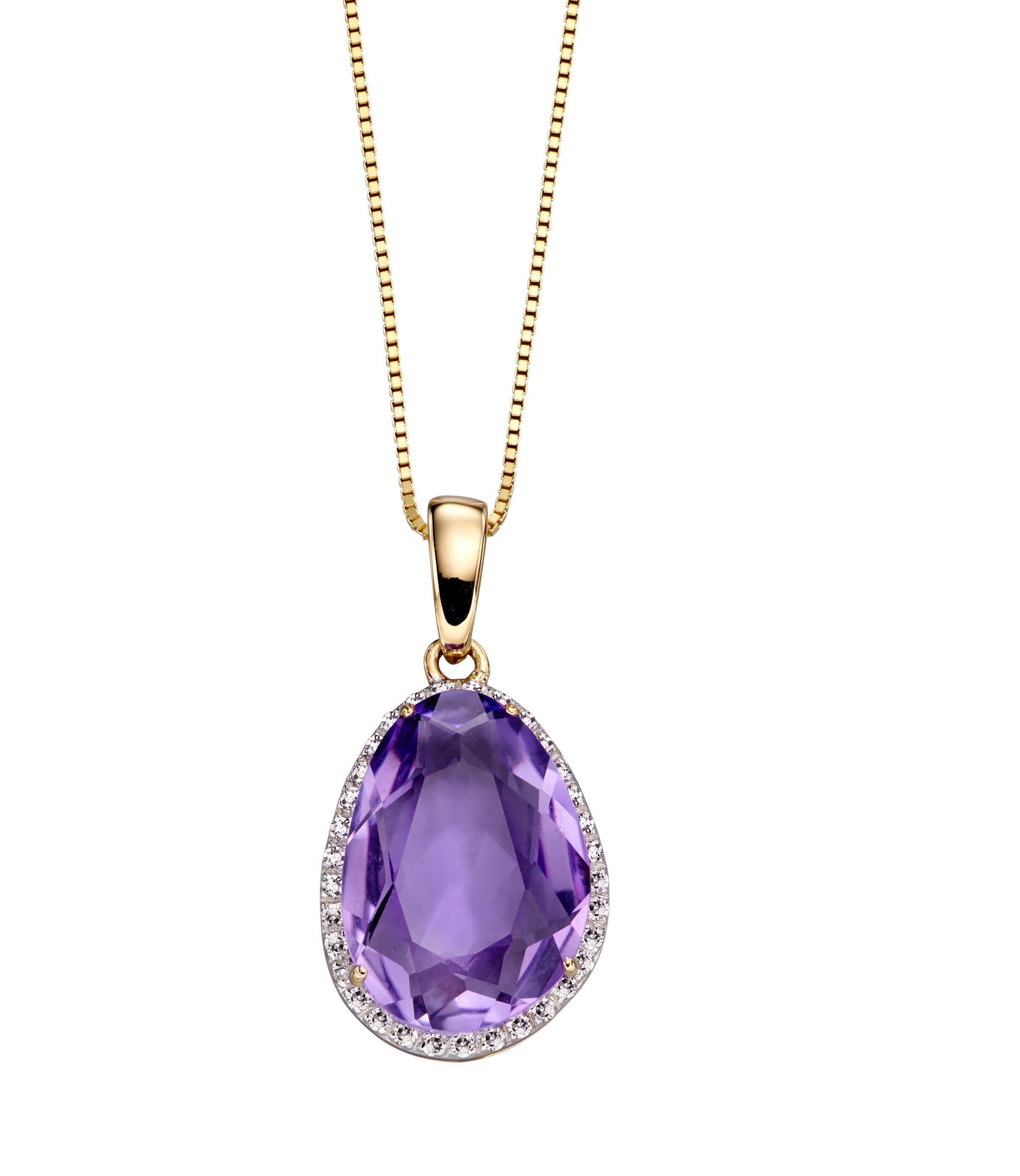 9ct Amethyst &amp; Diamond Necklace