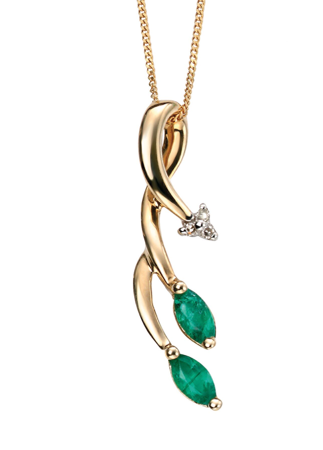 9ct Emerald &amp; Diamond Necklace 