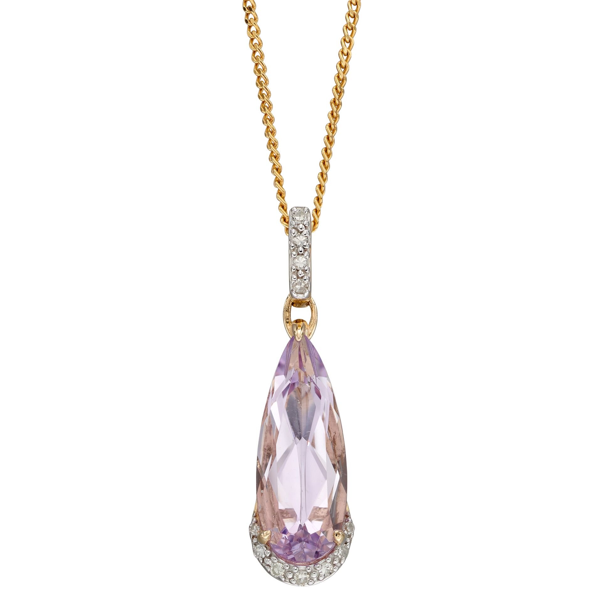 9ct Amethyst &amp; Diamond Necklace