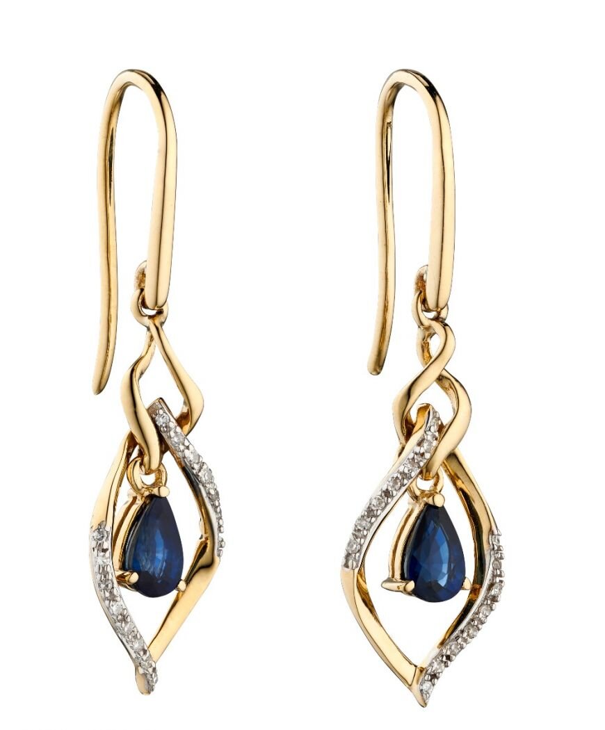 9ct Sapphire &amp; Diamond Earrings  