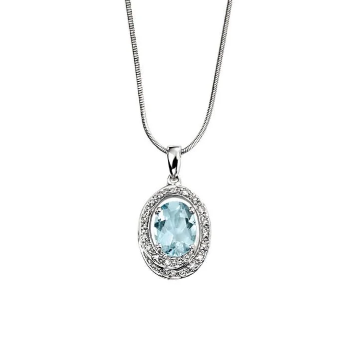 9ct Aquamarine & Diamond Necklace