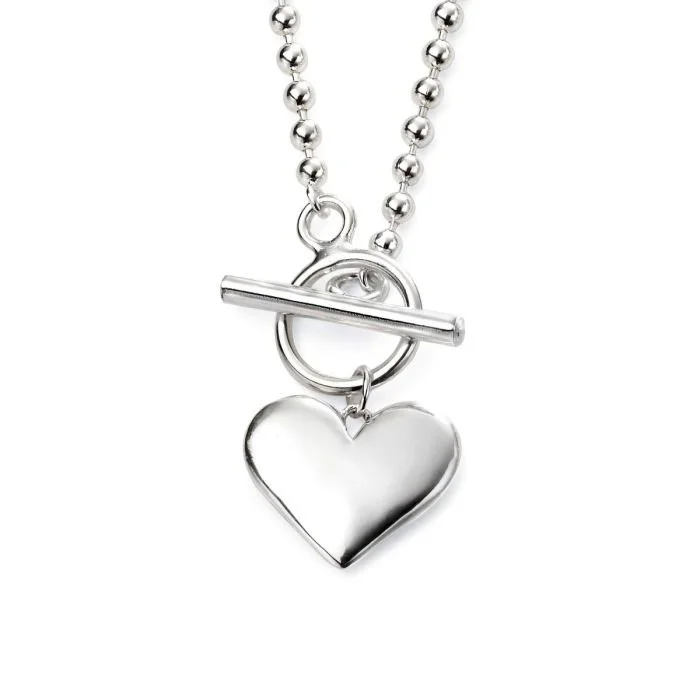 Silver Ball Chain & Heart Necklace