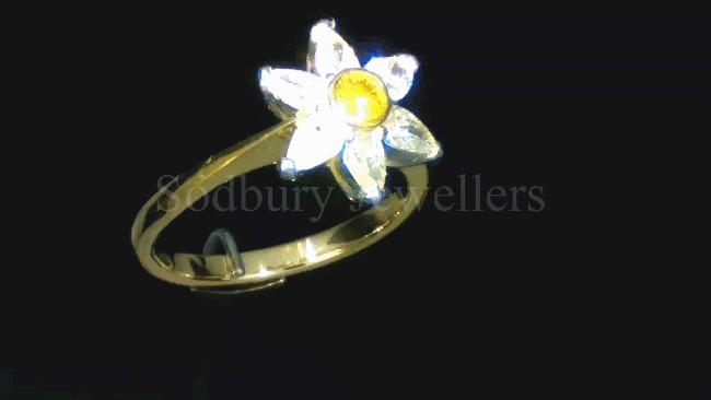 18ct/Platinum Natural Yellow & White Diamond Ring 1.25cts