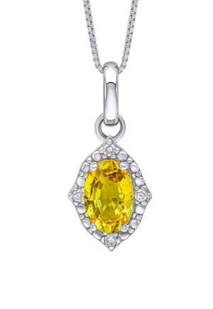 9ct Yellow Sapphire & Diamond Necklace