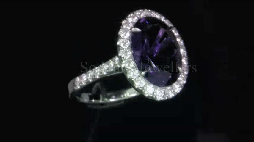 Platinum Amethyst & Diamond Ring