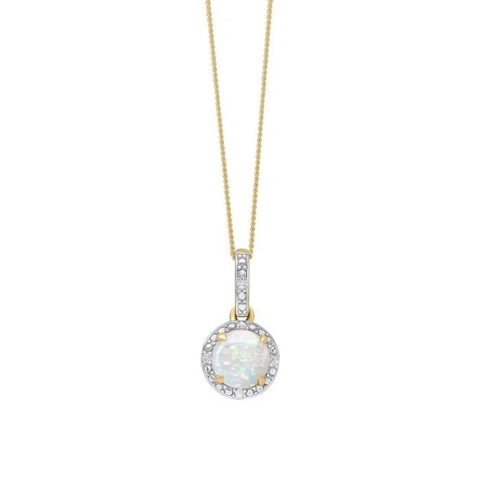 9ct Opal & Diamond Necklace
