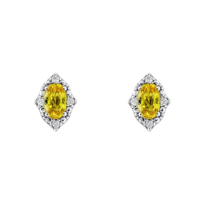 9ct Yellow Sapphire & Diamond Earrings