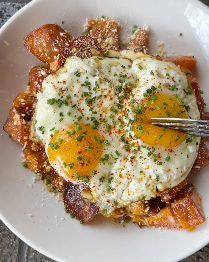 BRUNCH! starts at 11. bravas with an egg. spanish french toast. chilaquiles. see you then. 😎