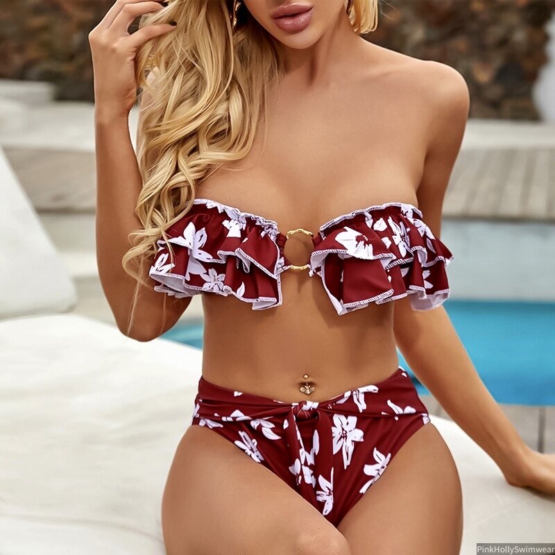 AUDREY RUFFLE BANDEAU SET